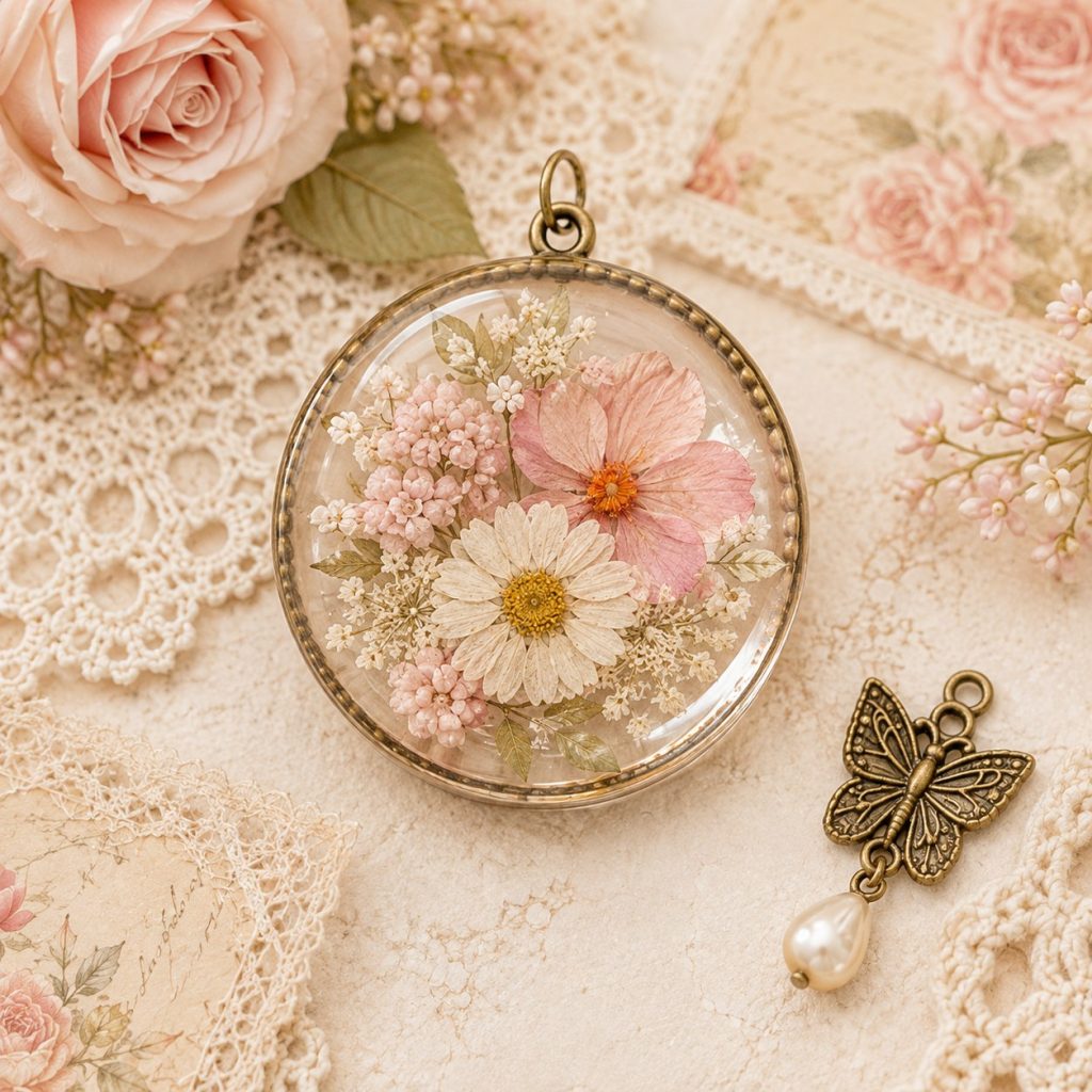 Pressed Flower Resin Charm