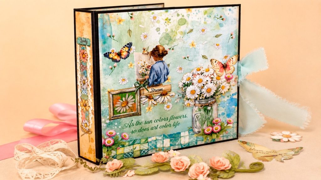 Presentación Álbum “Daisy art”. Stamperia. Scrapbooking.