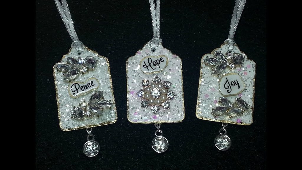DIY~Make Beautiful And Sparkly Tiny Tag Ornament Sentiments!