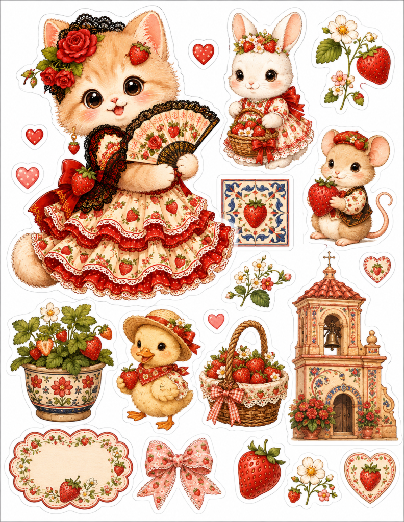 Strawberry Cottagecore Sticker Sheet