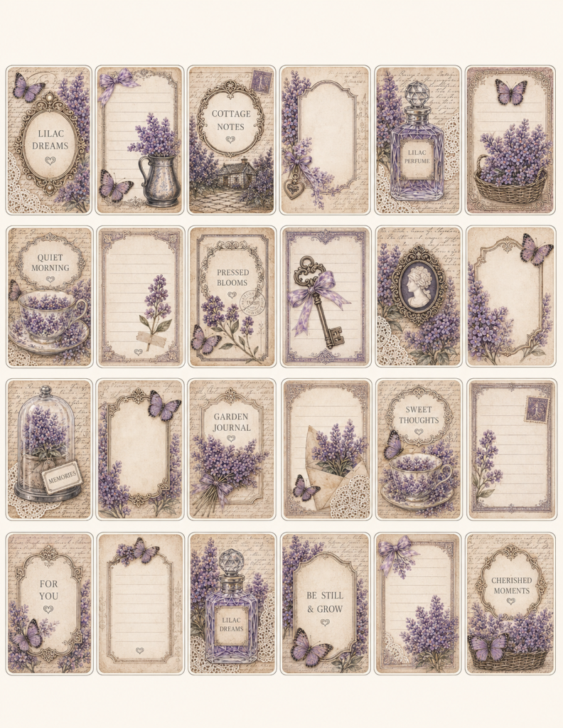 Vintage Lavender Journal Card Collection