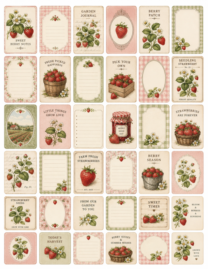 Vintage Strawberry Journal Card Collection