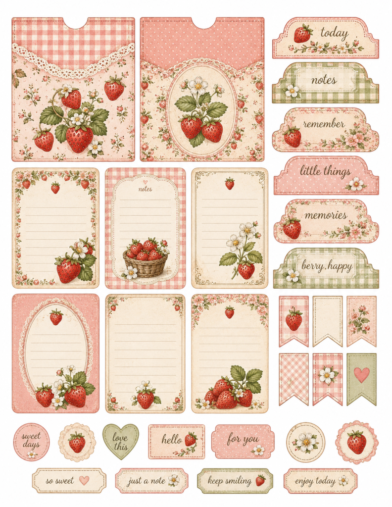 Vintage Strawberry Journaling Kit
